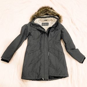 Weather Proof Sherpa Lined Trench Coat w/ Fur Hood